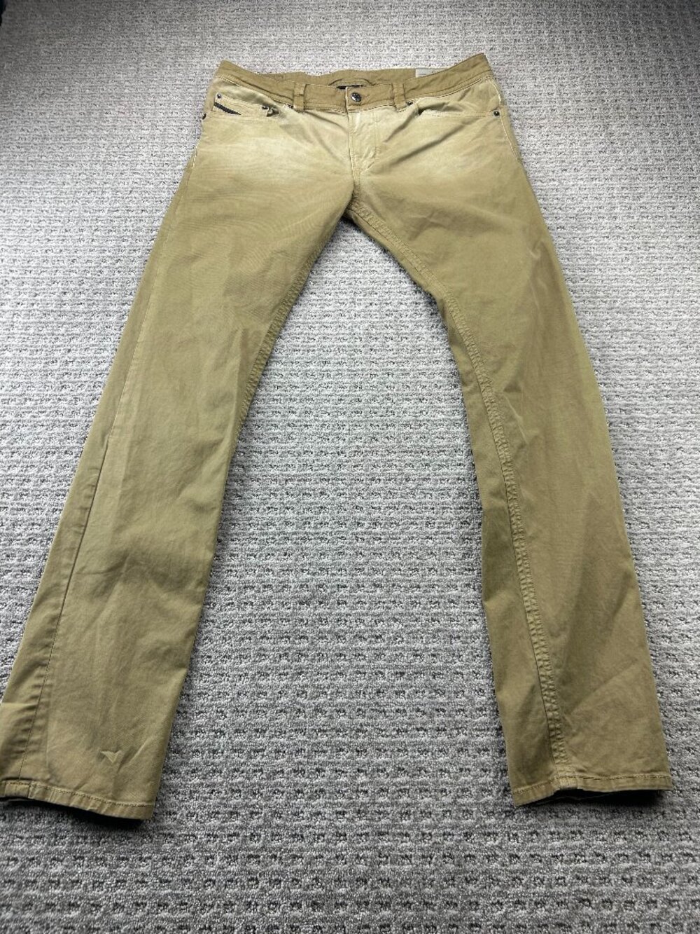 Diesel Thavar-A Pants Men Size 33 Brown Wash OLAFK Stretch Slim Chino Cotton
